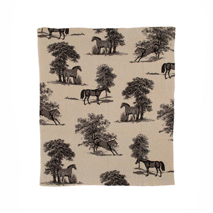 Equestrian Toile - Cotton Sustainable Knit Throw Blanket
