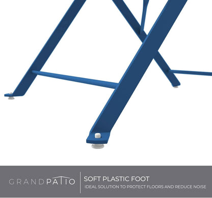 3 Piece Folding Metal Bistro Set in Blue