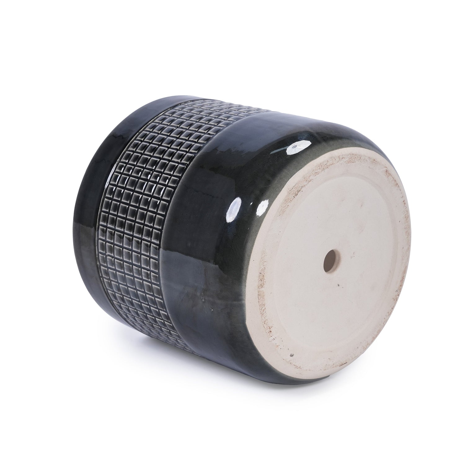 Set of 3 Black Grid Design Flower Pots