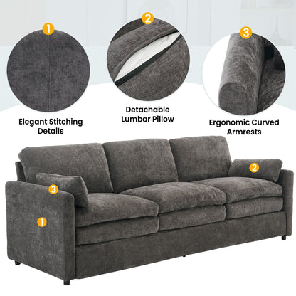 Cozy Upholstered Oversized 3-Seater Cloud Sofa in Dark Gray