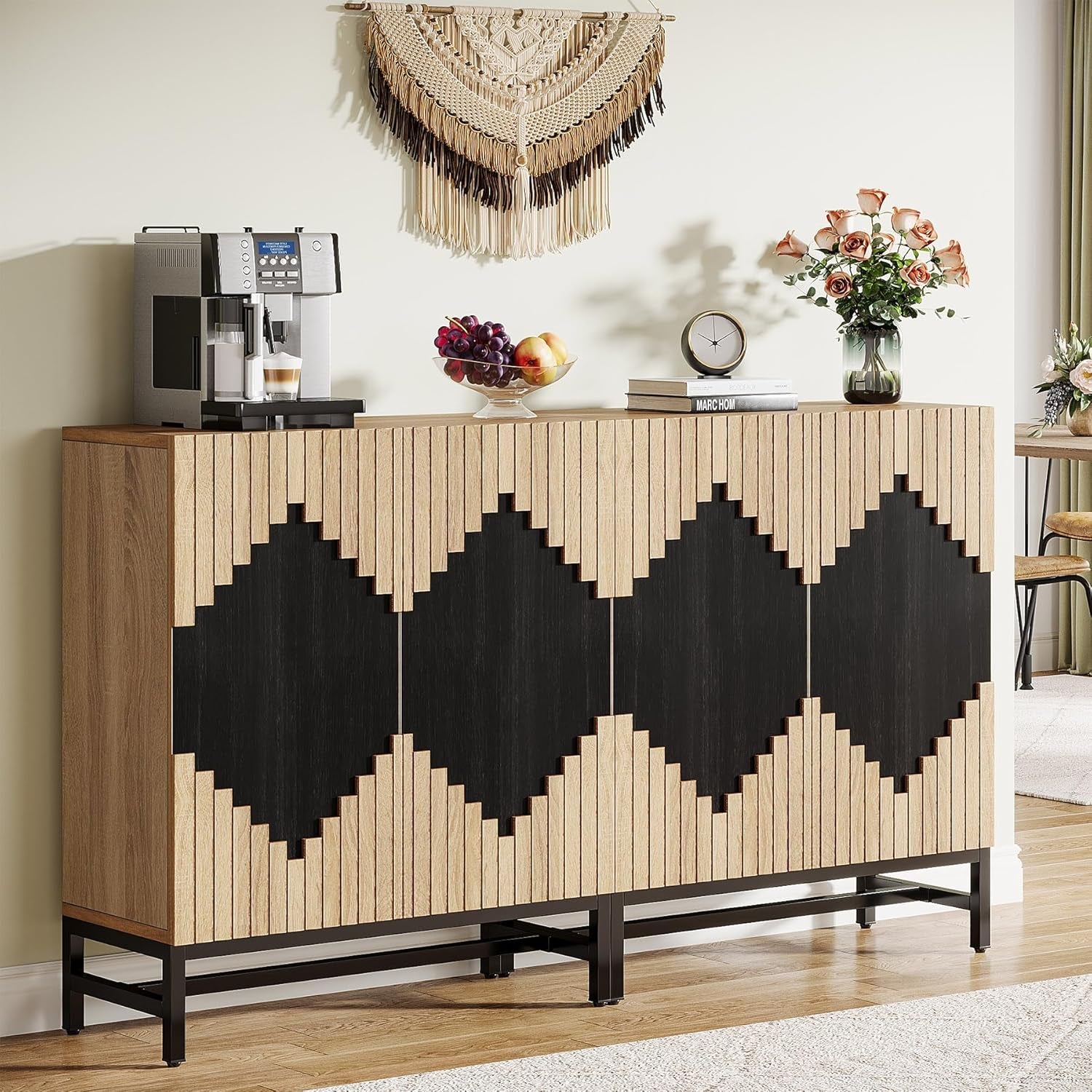 Two-Tone Sideboard With Aztec Design