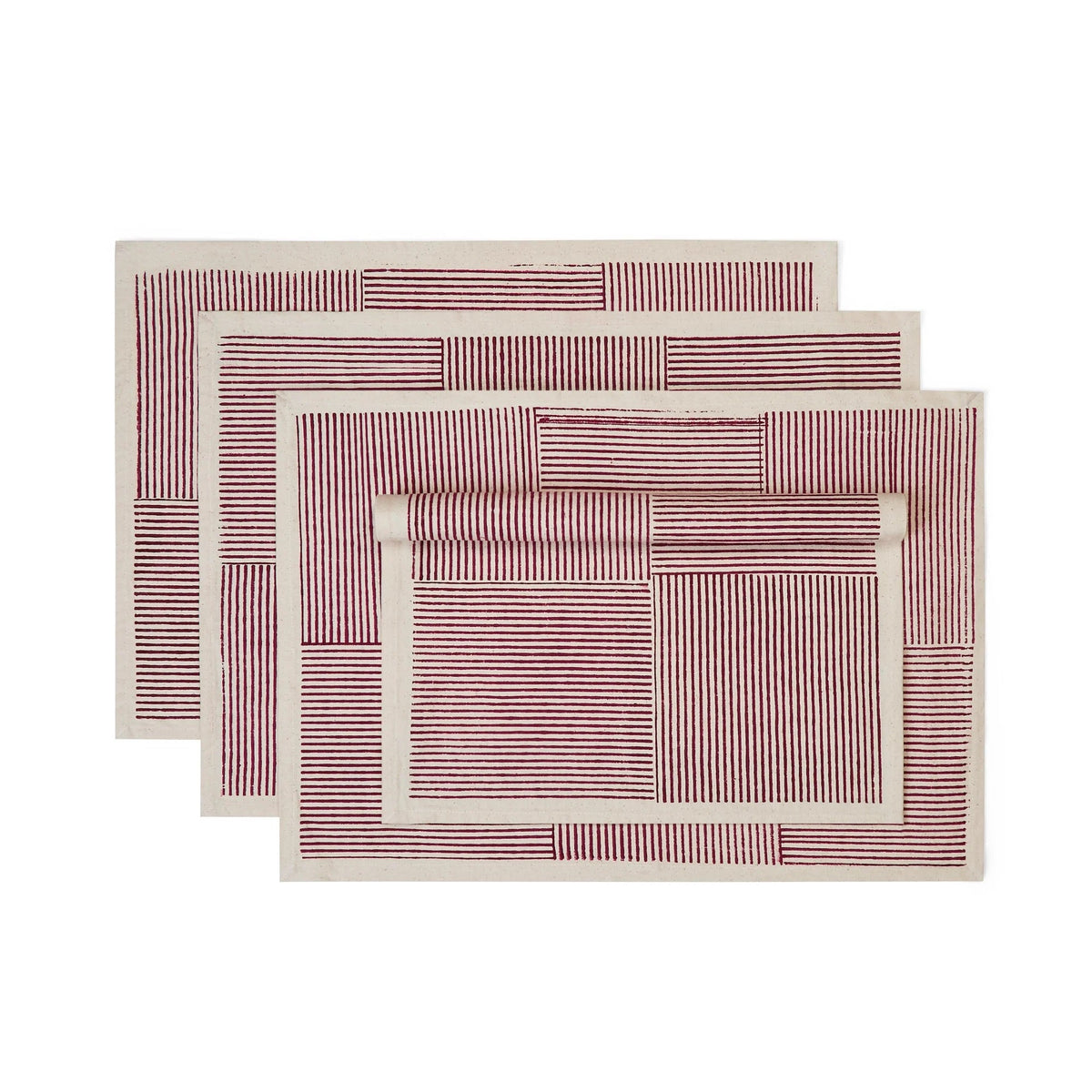 Hand Block Printed Kora Cotton Placemats - Set of 4