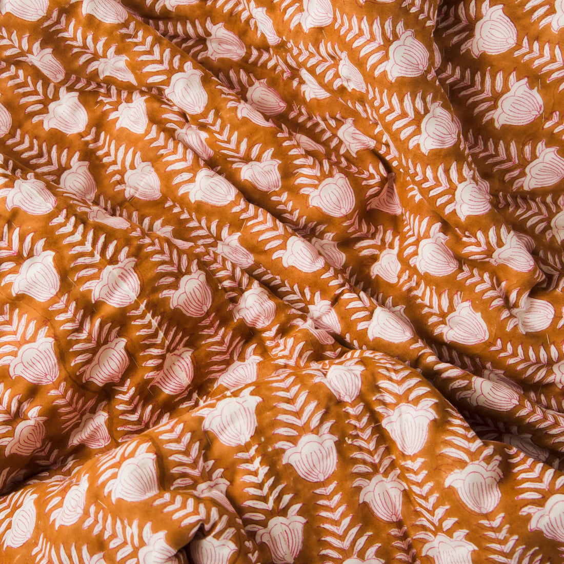 Tulip Cotton Handcrafted Throw in Burnt Orange
