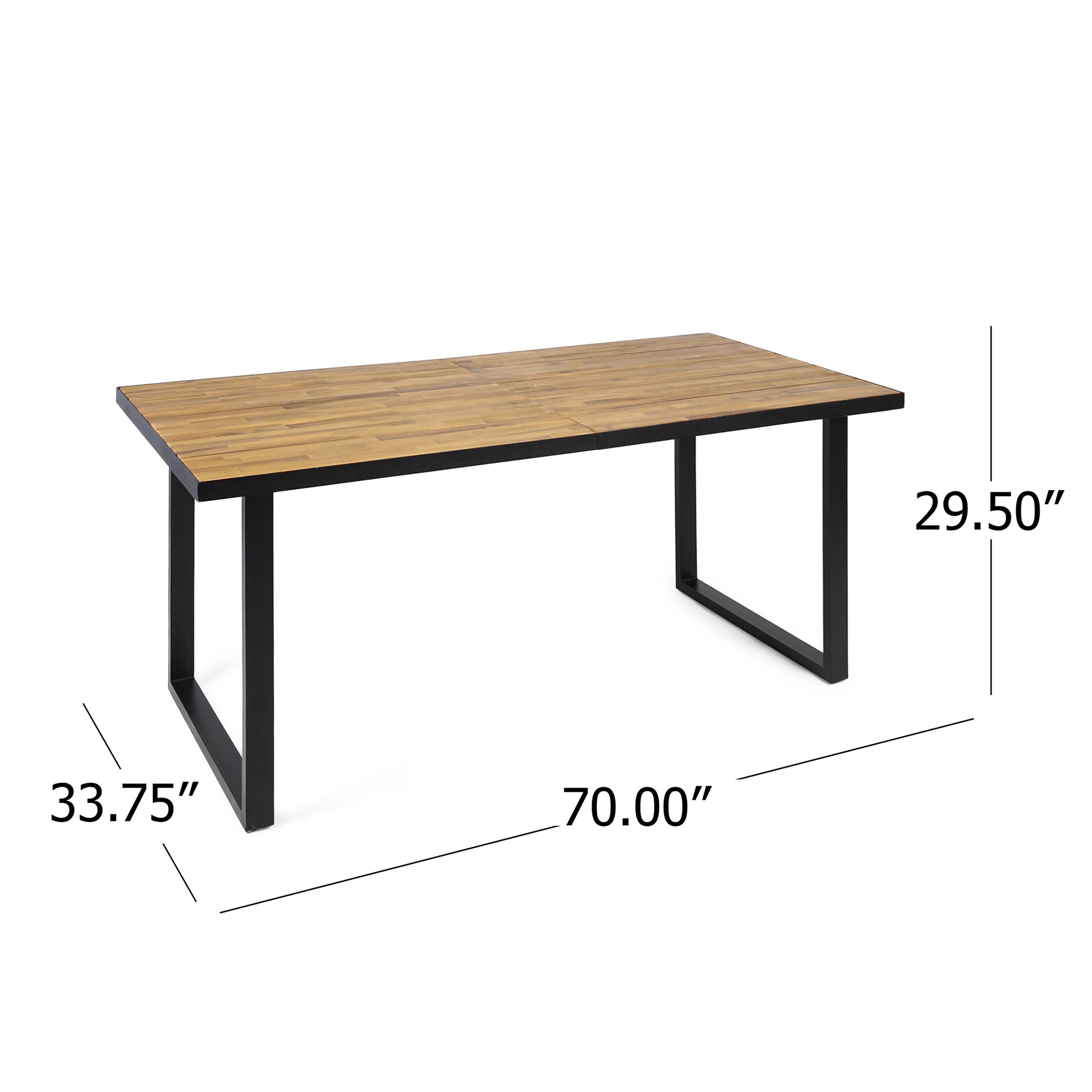 Outdoor Dining Table with Iron Legs and Teak Table Top