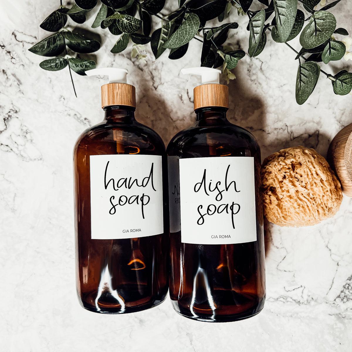 32oz Glass Bottles with Customized Labels - Amber