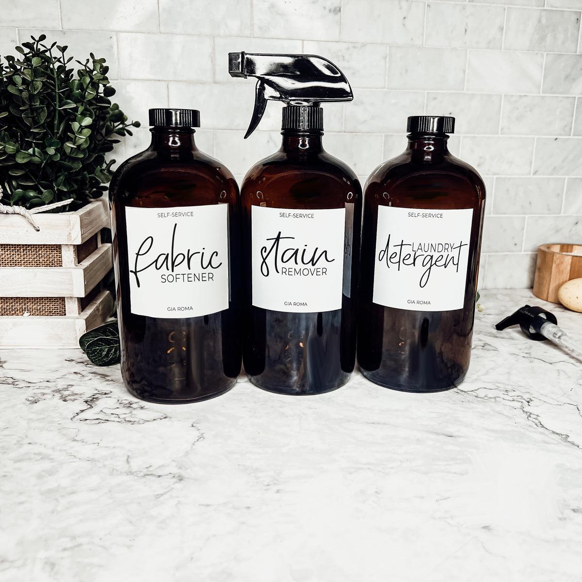 32oz Glass Bottles with Customized Labels - Amber