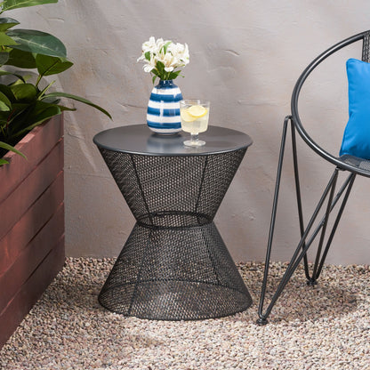 NEVADA Indoor/Outdoor Side Table in Matte Black Mesh Finish