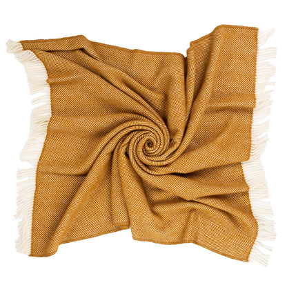 Highland Tweeds Herringbone Pure New Wool Throw - Whiskey