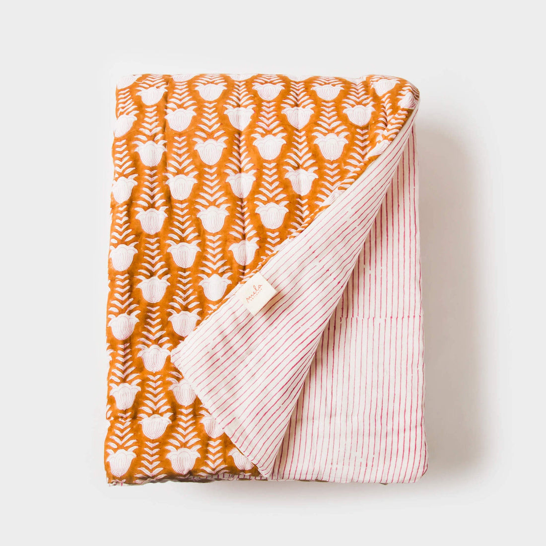 Tulip Cotton Handcrafted Throw in Burnt Orange