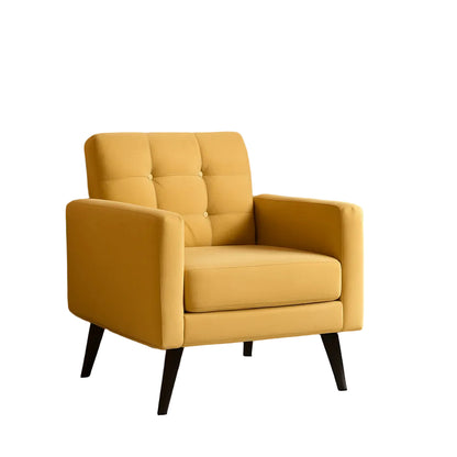 Mid Century Modern Upholstered Accent Chair In Canary Yellow