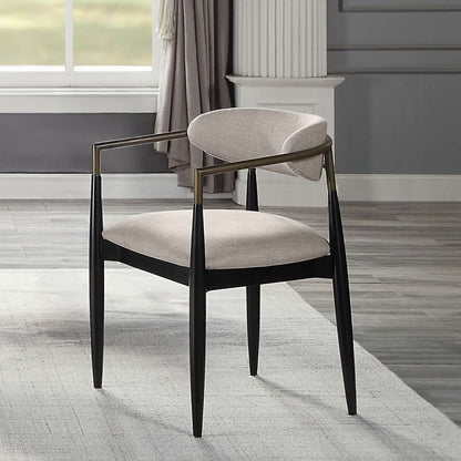 Beige and Black Armchair with Open Back - Set of 2