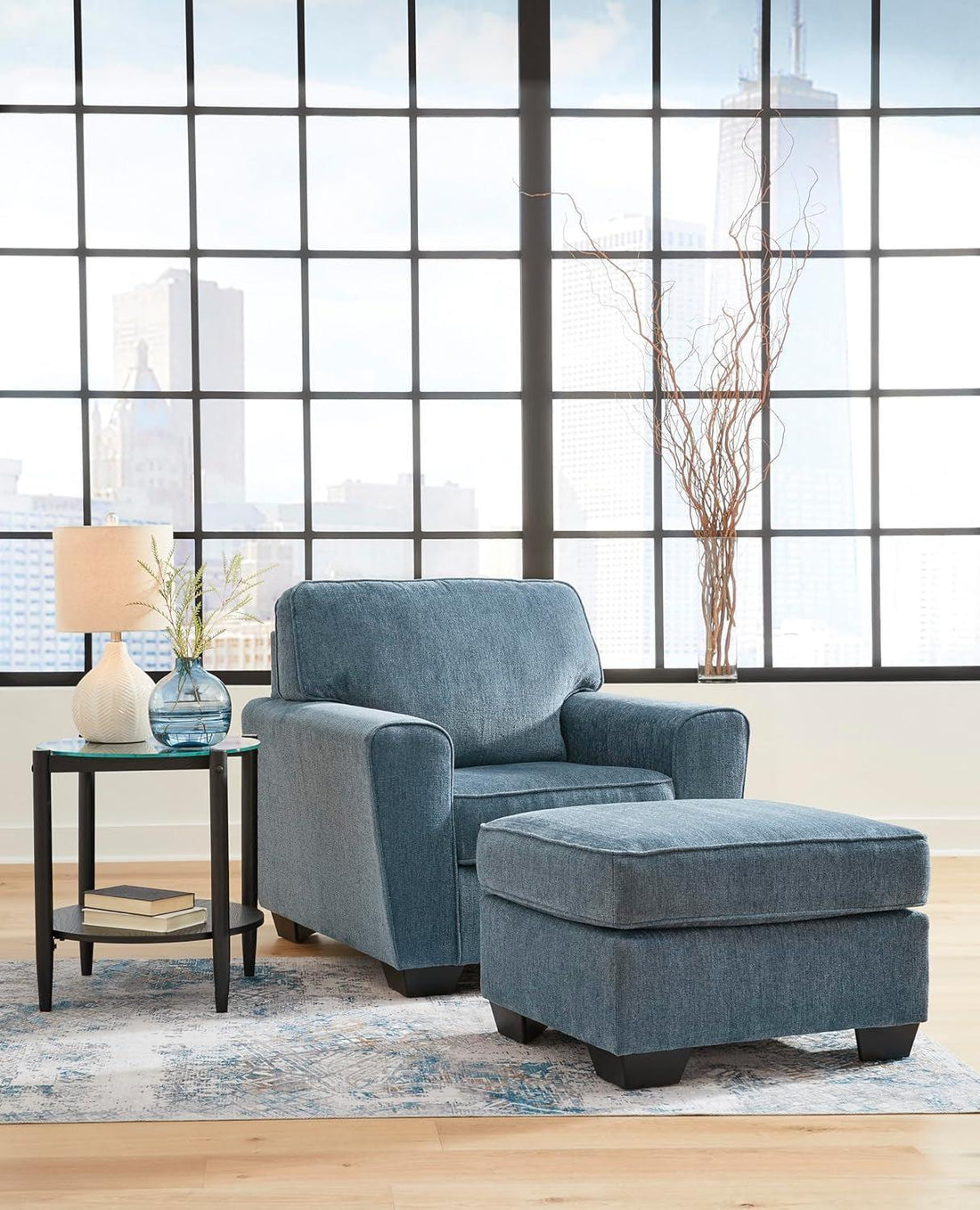 Upholstered Accent Chair In Sky Blue