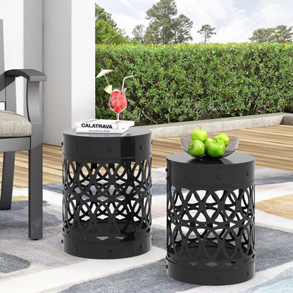 Black Powder Coated Iron End Tables - Set of 2