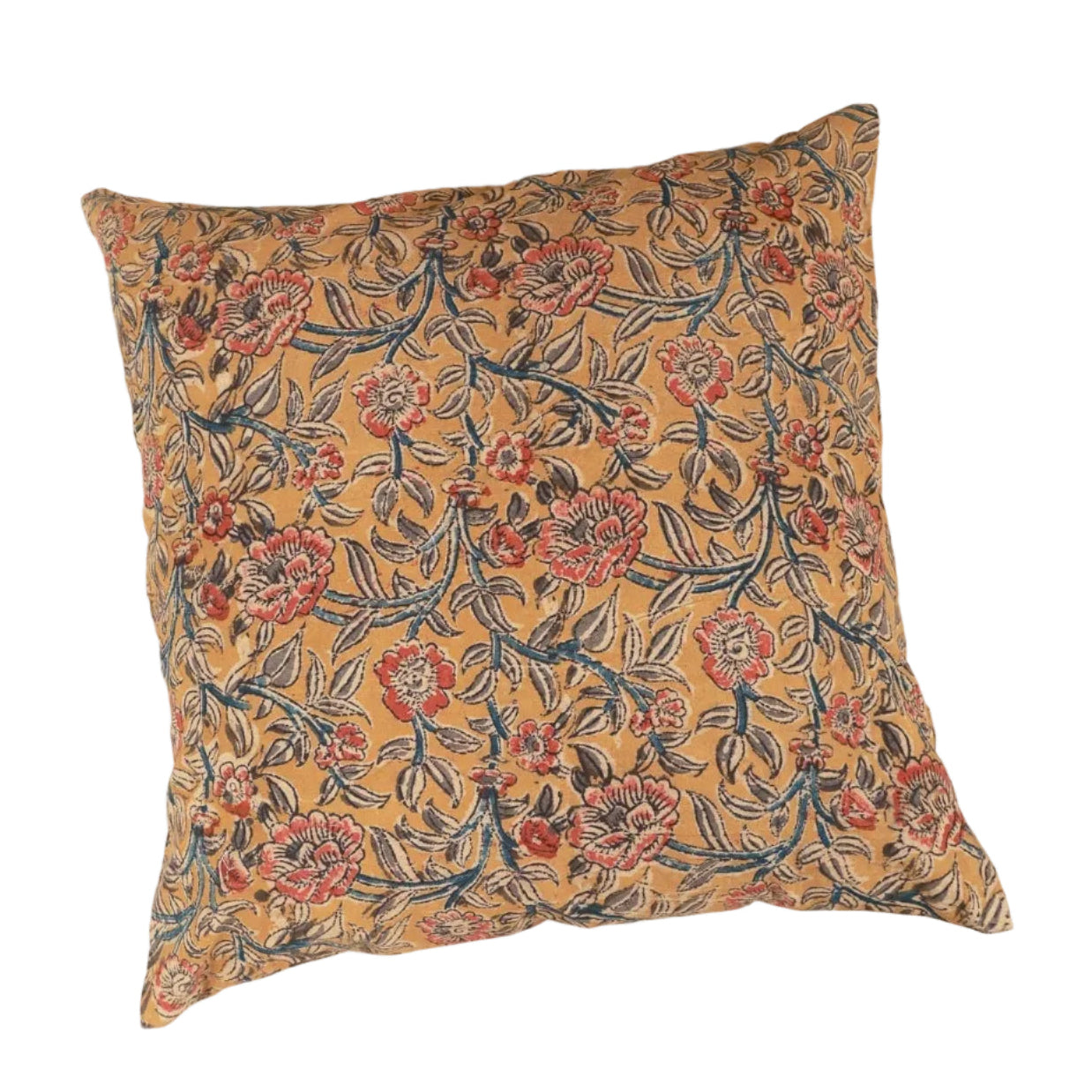 Joyful Garden Kalamkari Handcrafted Pillow