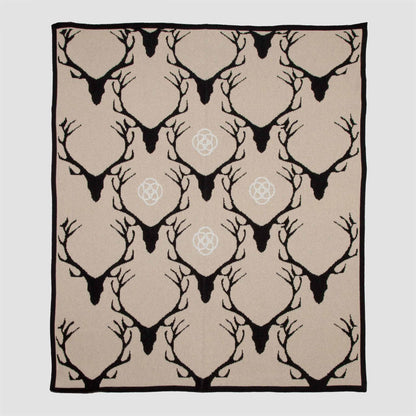 Stag Longhorn - Cotton Sustainable Knit Throw Blanket