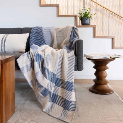Patchwork Herringbone - Cotton Sustainable Knit Plaid Solid Throw Blanket