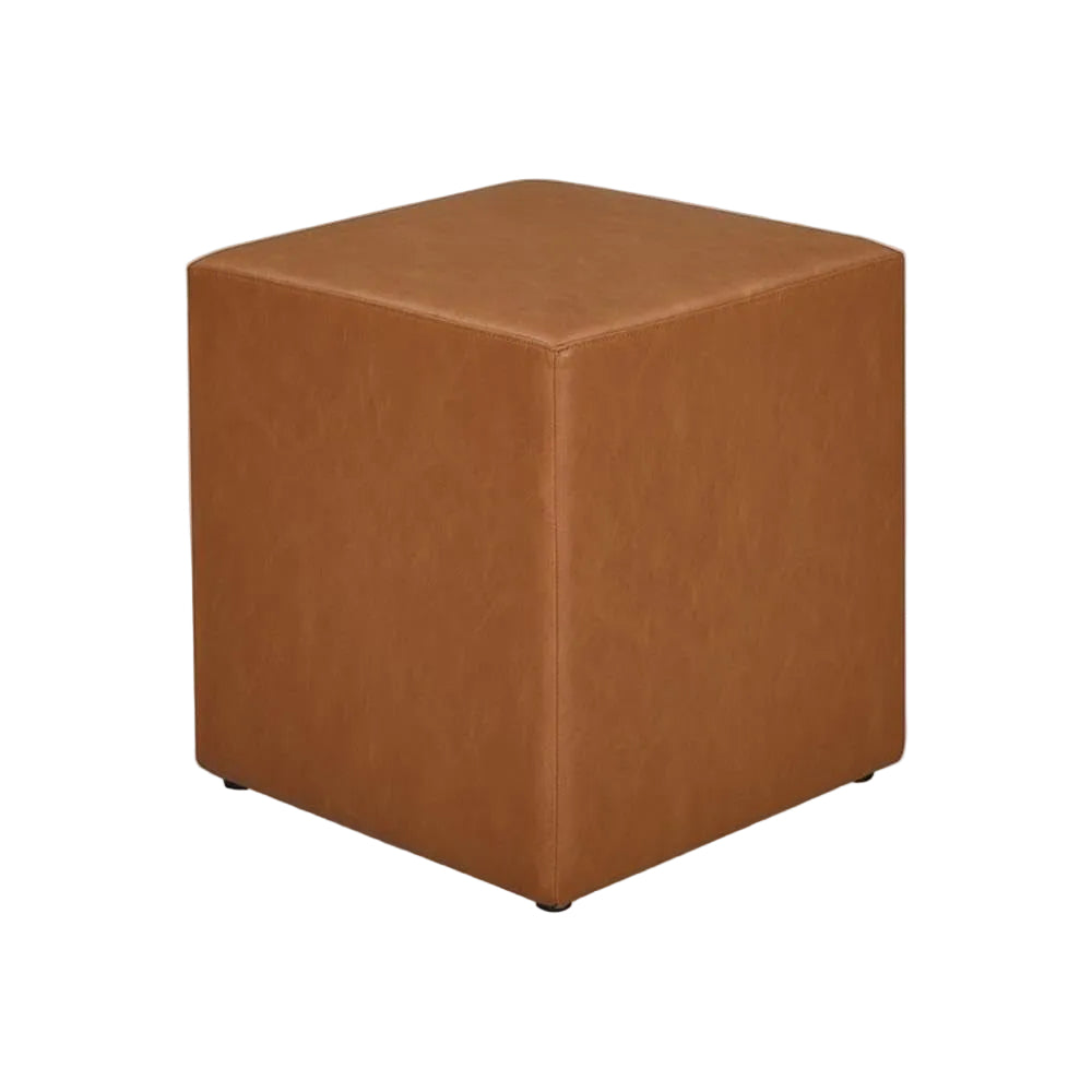 Eighteen Inch Caramel Brown Square Ottoman Footstool