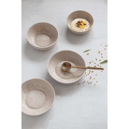 Stoneware Bowl with Reactive Glaze - Speckled Cream Color