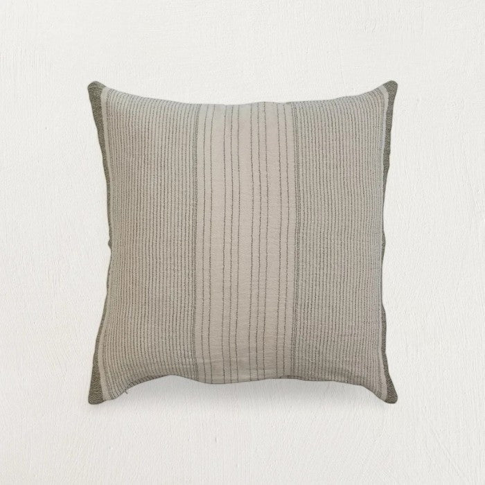 Everett Cotton Pillow Cover - Green Stripe