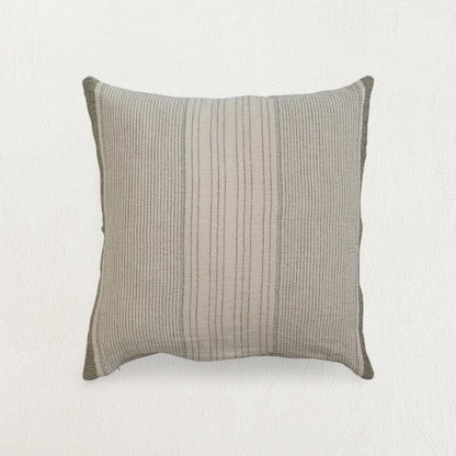 Everett Cotton Pillow Cover - Green Stripe