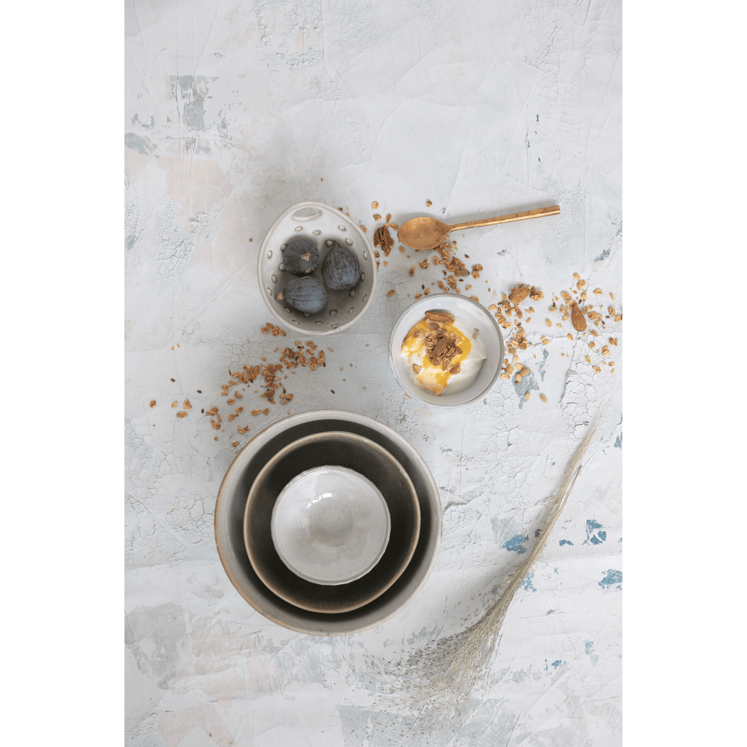 Stoneware Pleated Bowl -  Cream Glaze Finish