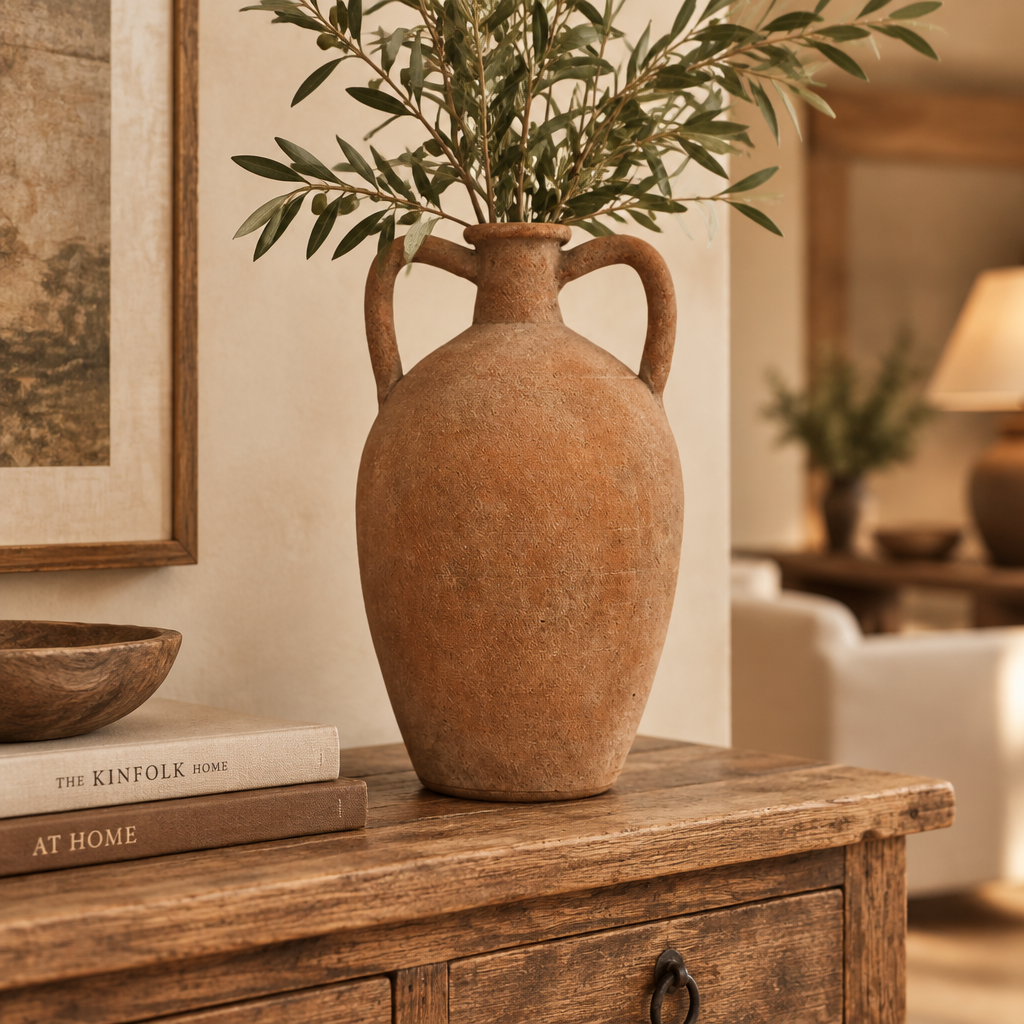 Willow Terracotta Urn with Handles