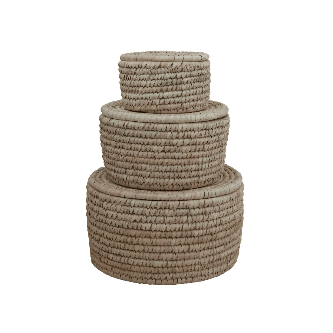 Handwoven Storage Baskets with Lids - Set of 3