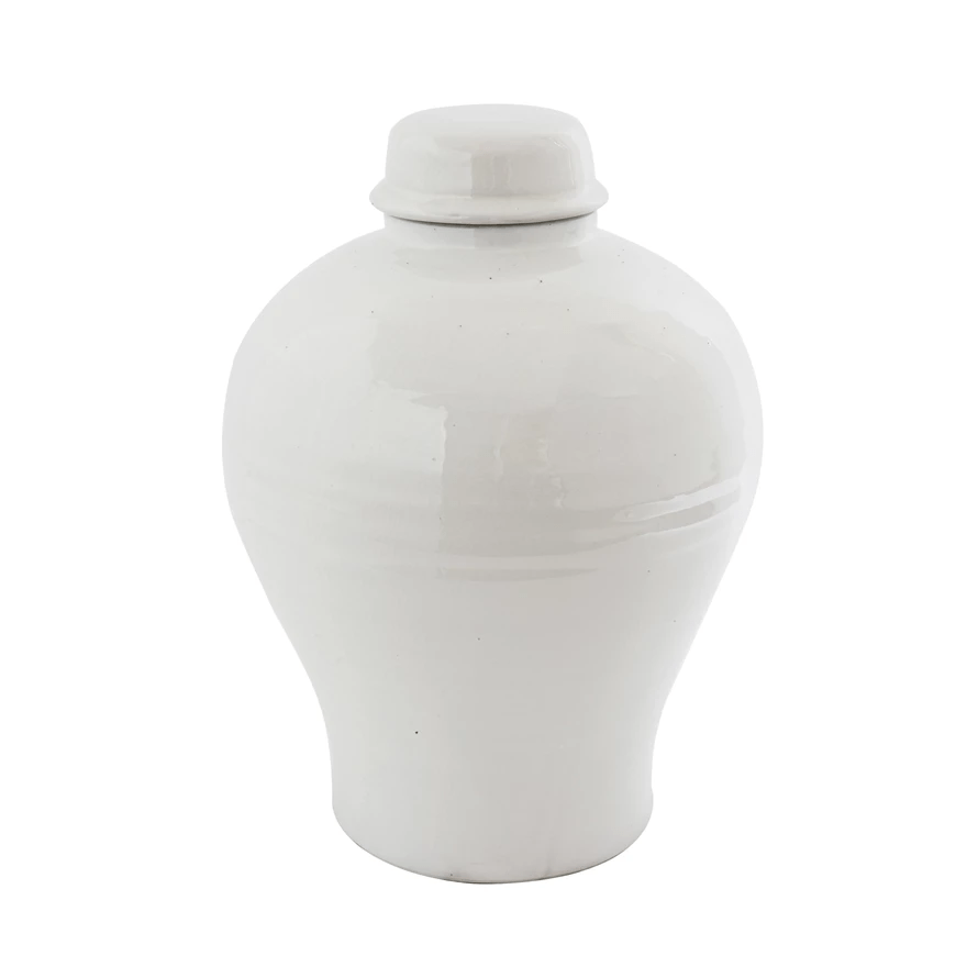 Terracotta Cachepot Jar in White Glaze - Tall