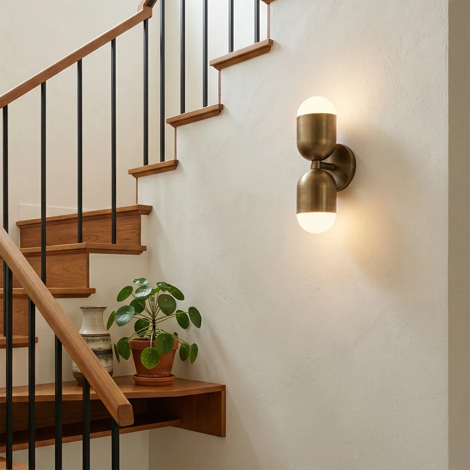 Fixed Down Brass Capsule Wall Sconce