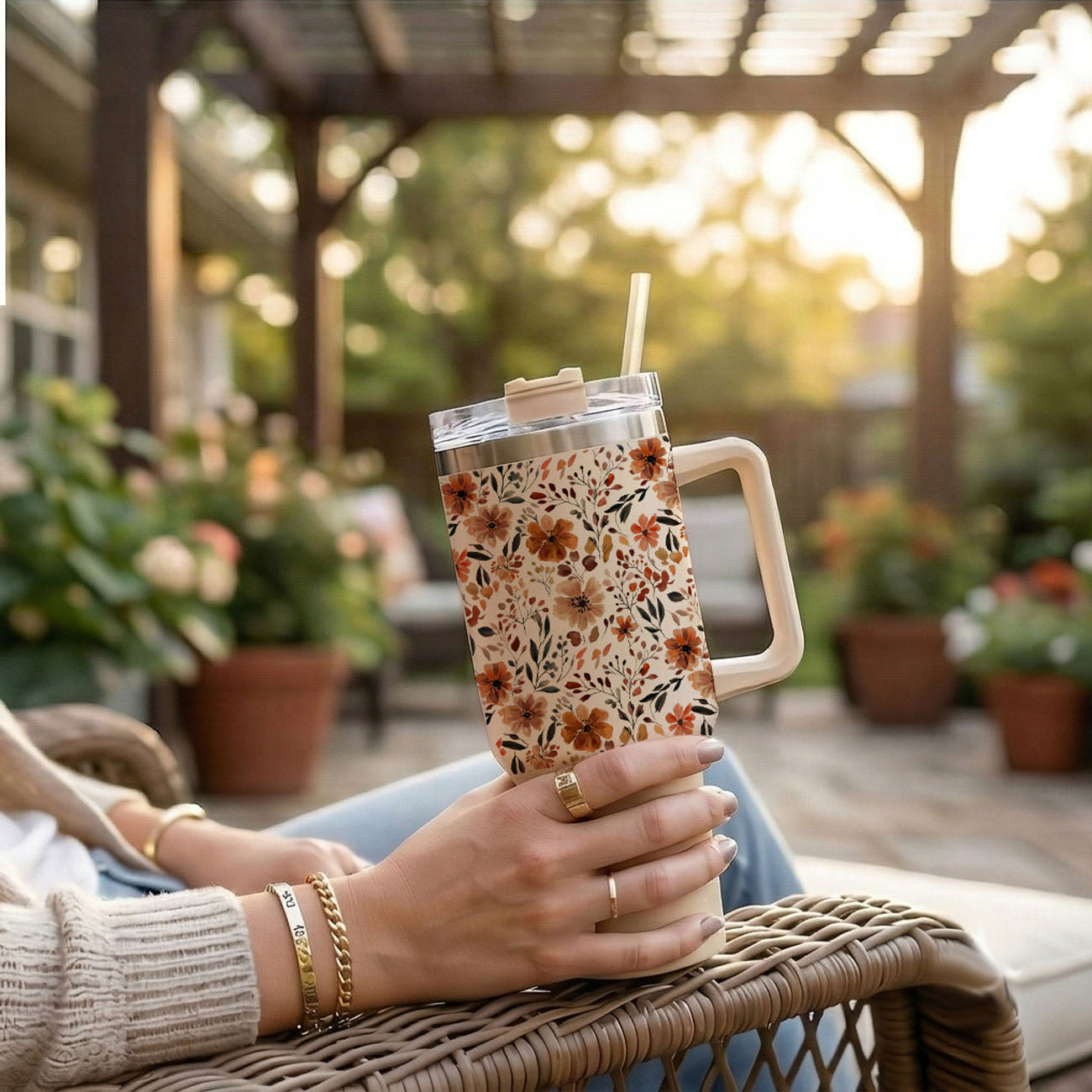 Fall Floral 40oz Insulated Tumbler
