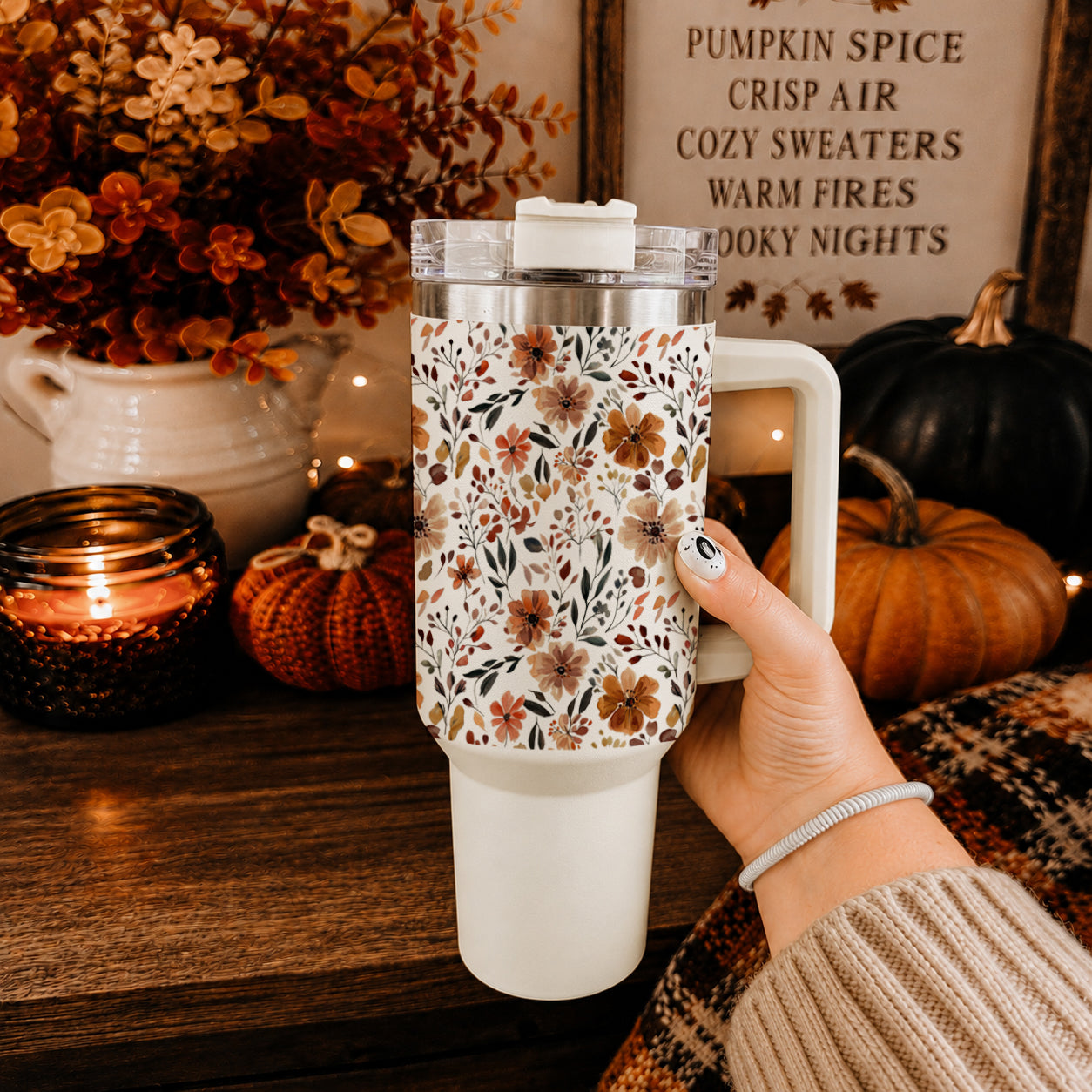 Fall Floral 40oz Insulated Tumbler
