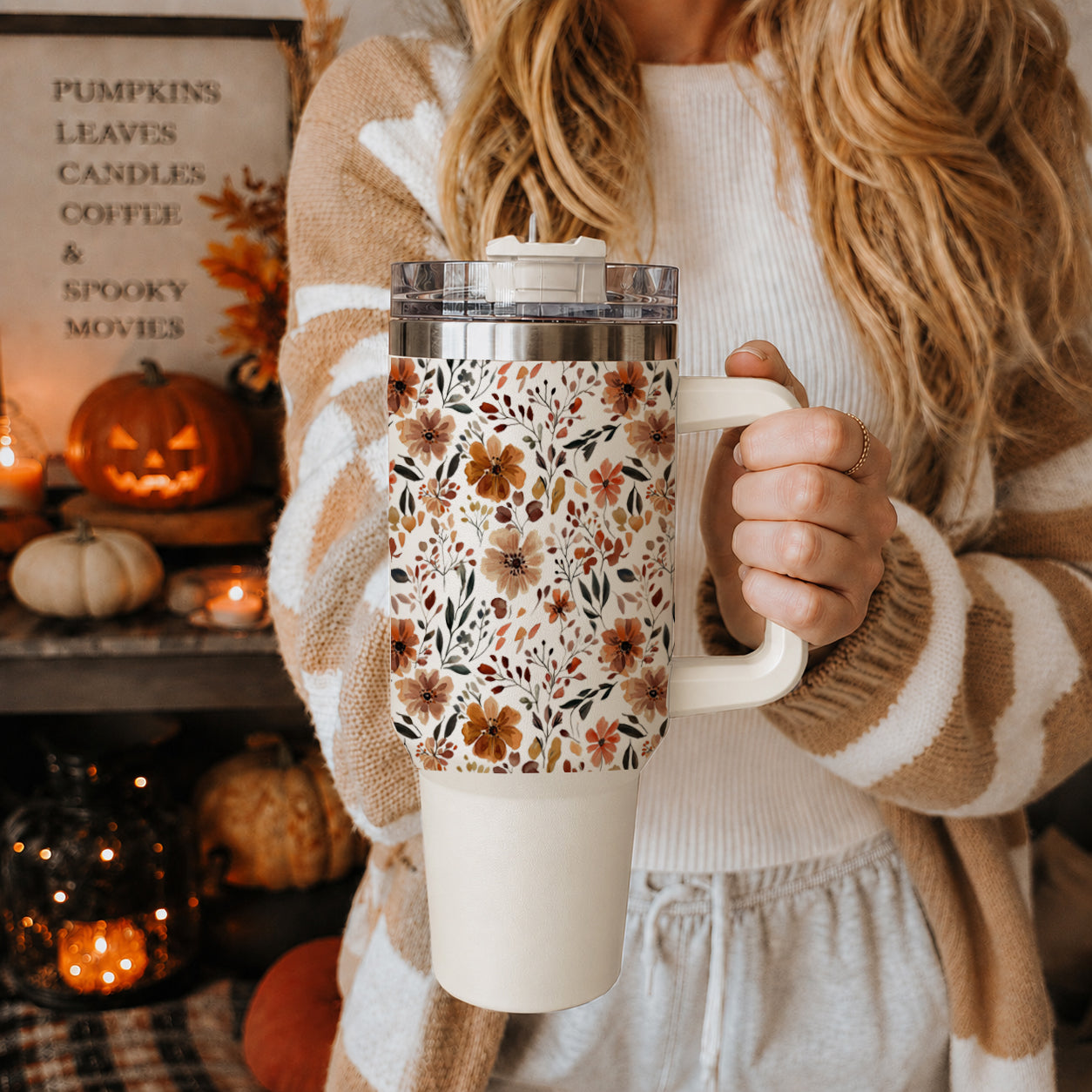 Fall Floral 40oz Insulated Tumbler
