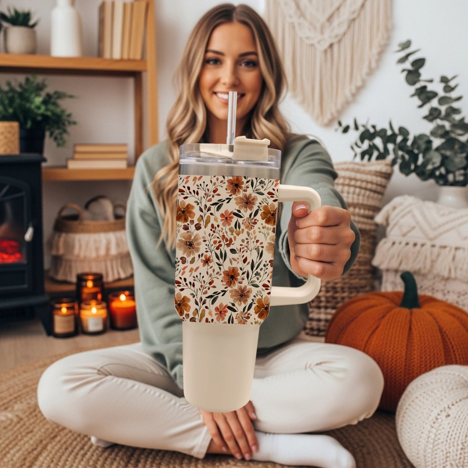 Fall Floral 40oz Insulated Tumbler