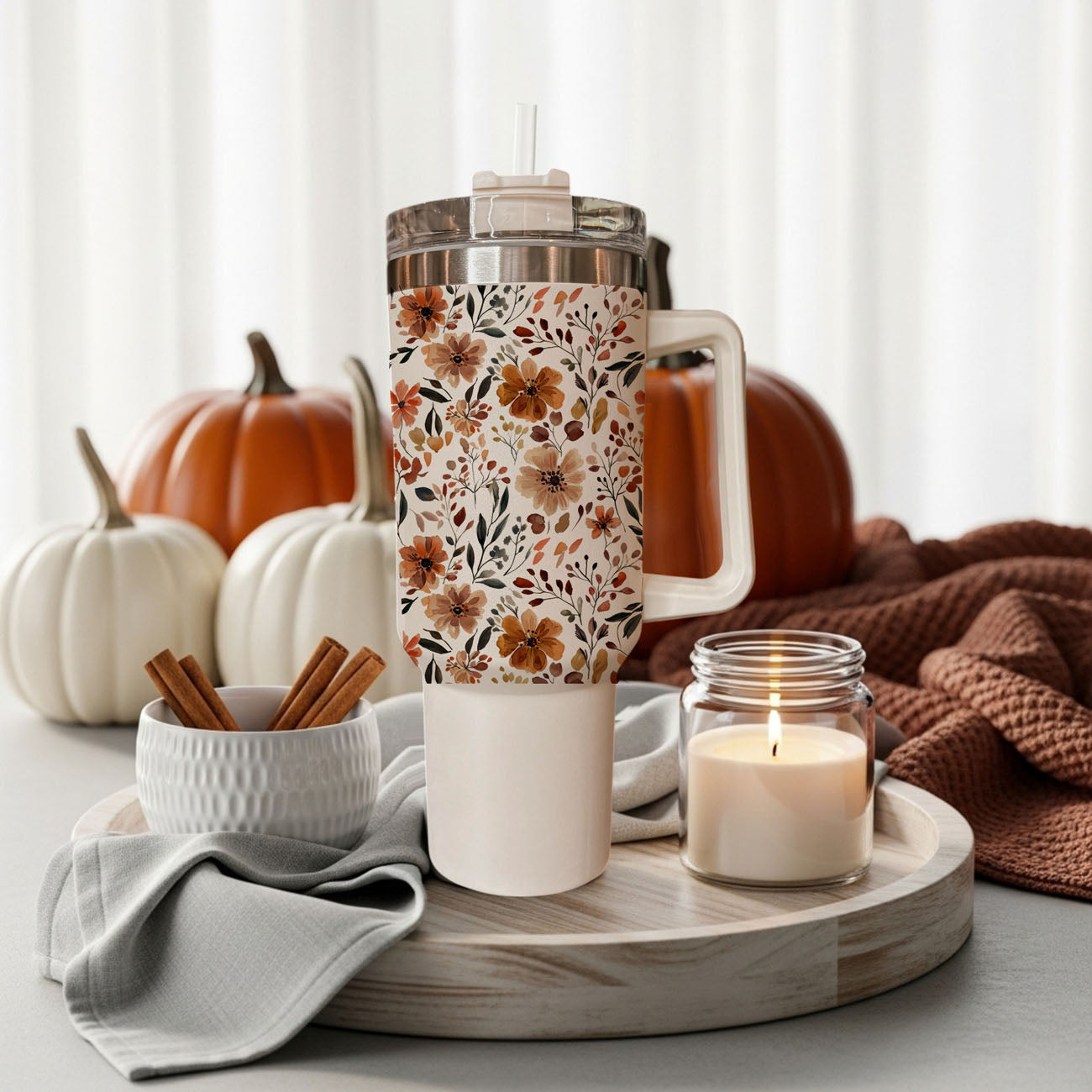 Fall Floral 40oz Insulated Tumbler