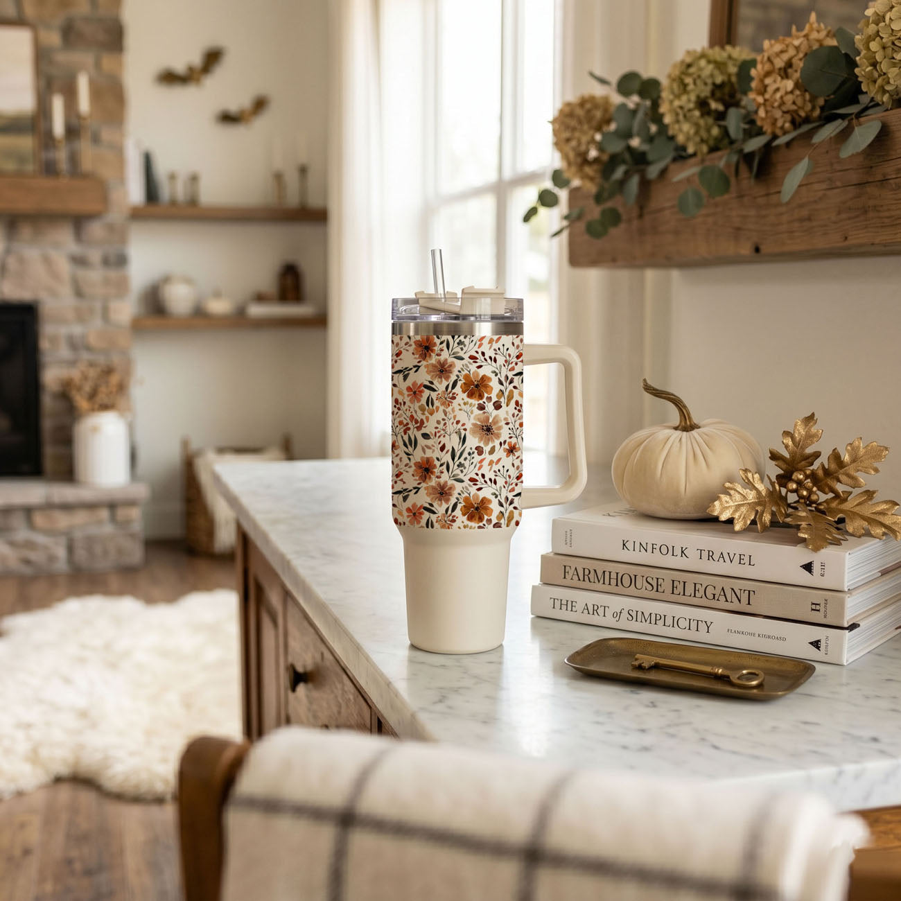 Fall Floral 40oz Insulated Tumbler