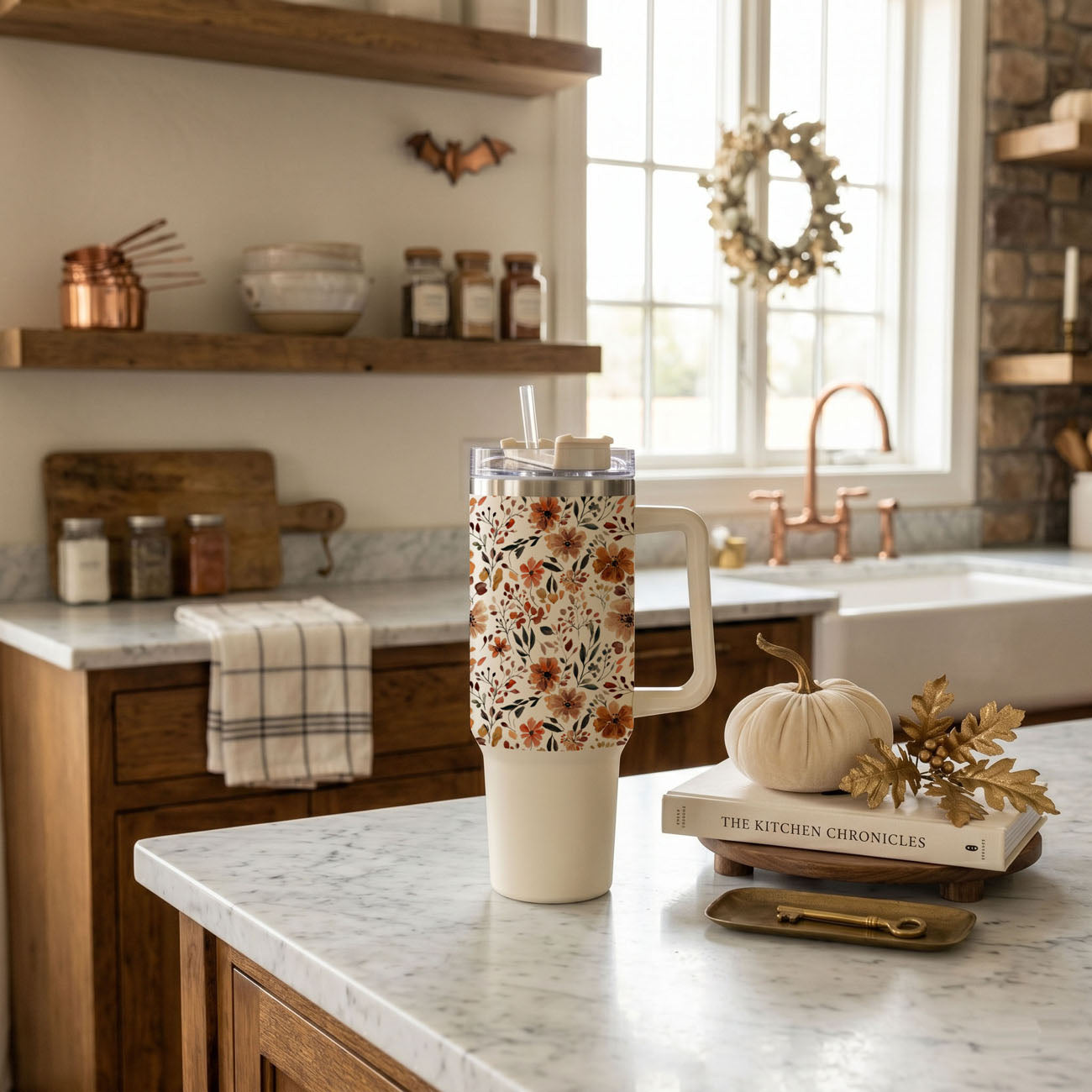 Fall Floral 40oz Insulated Tumbler