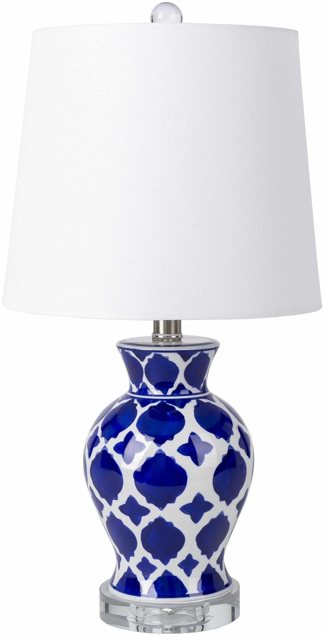 Pangian White &amp; Blue Patterned Ceramic Table Lamp