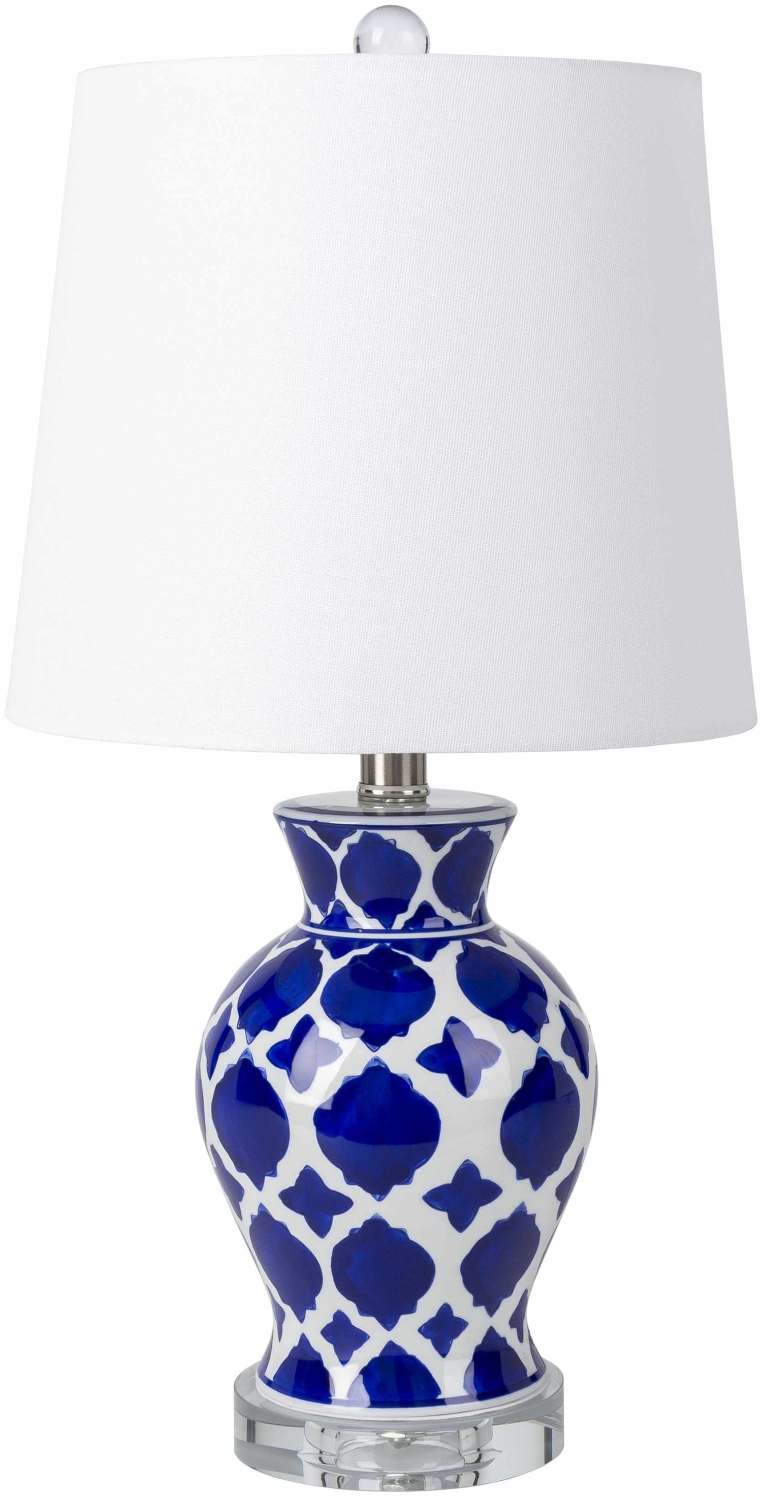 Pangian White &amp; Blue Patterned Ceramic Table Lamp