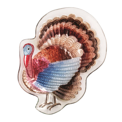 Fused Glass Turkey Platter with Hand-Painted Details