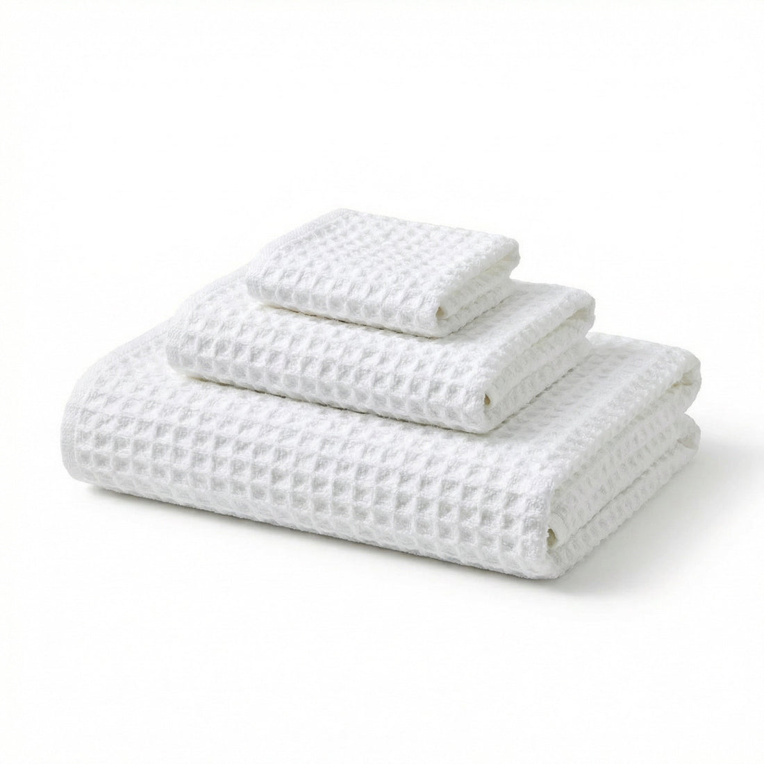 Cloud Waffle Bath Towels in White