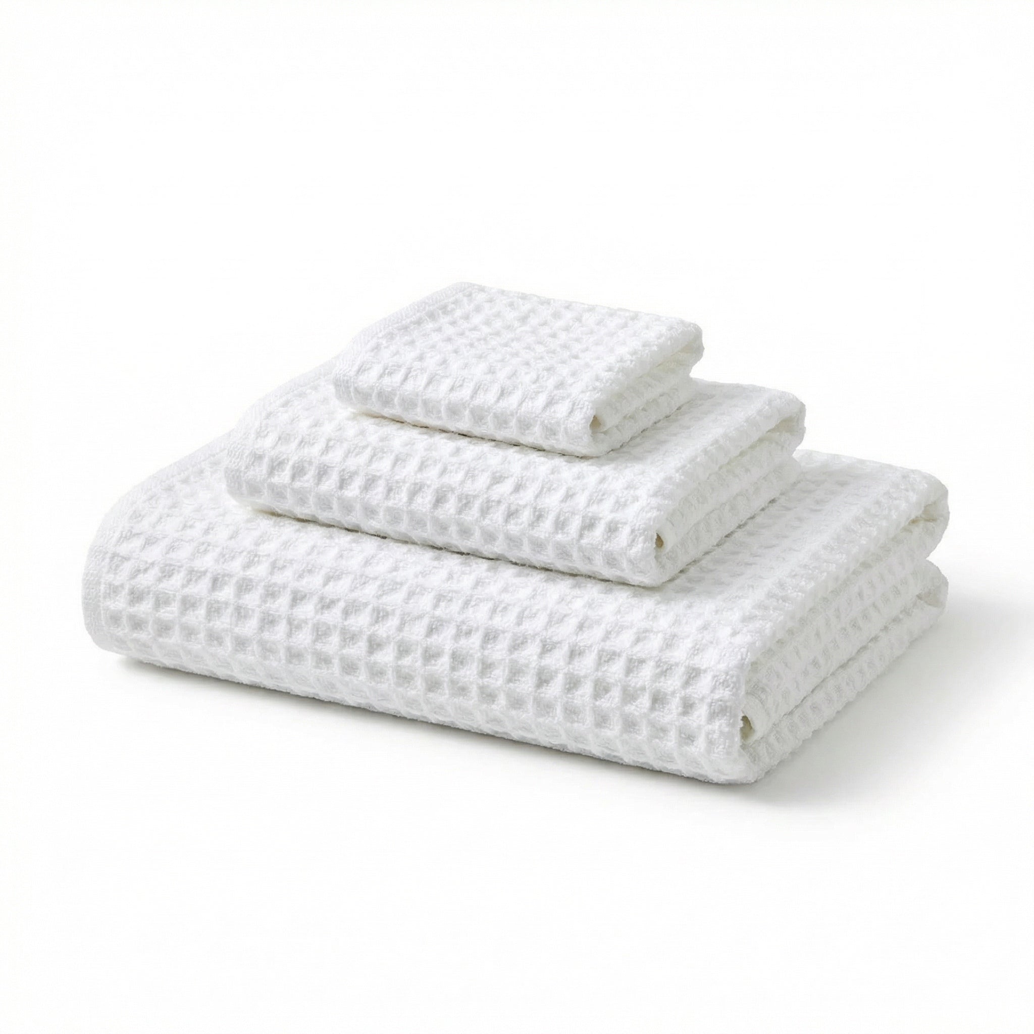 Cloud Waffle Bath Towels in White