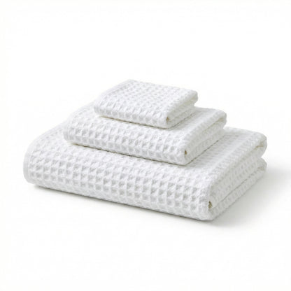 Cloud Waffle Bath Towels in White