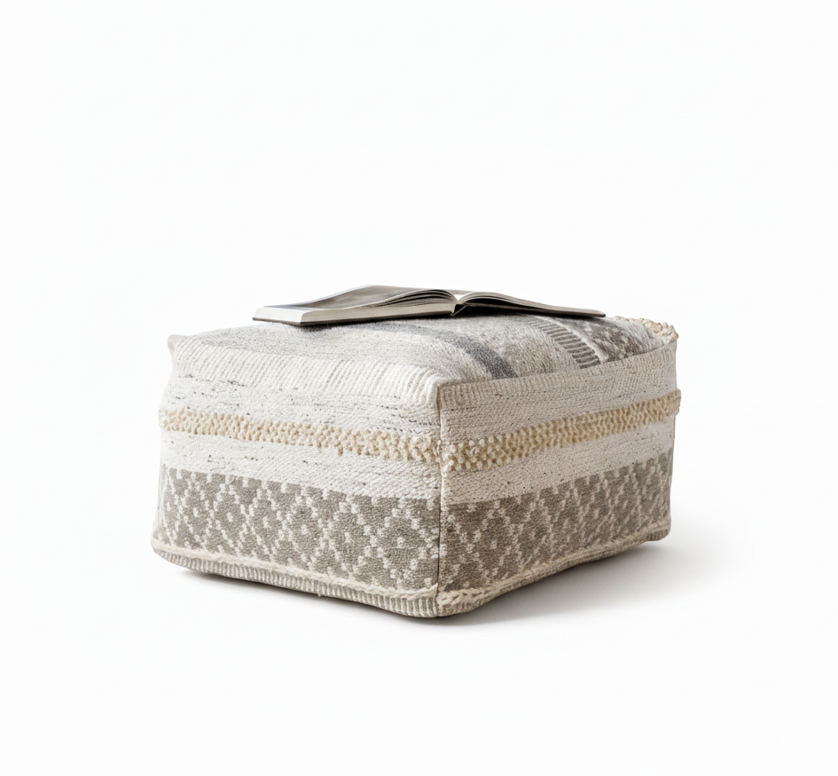Geyser Woven Cotton Pouf