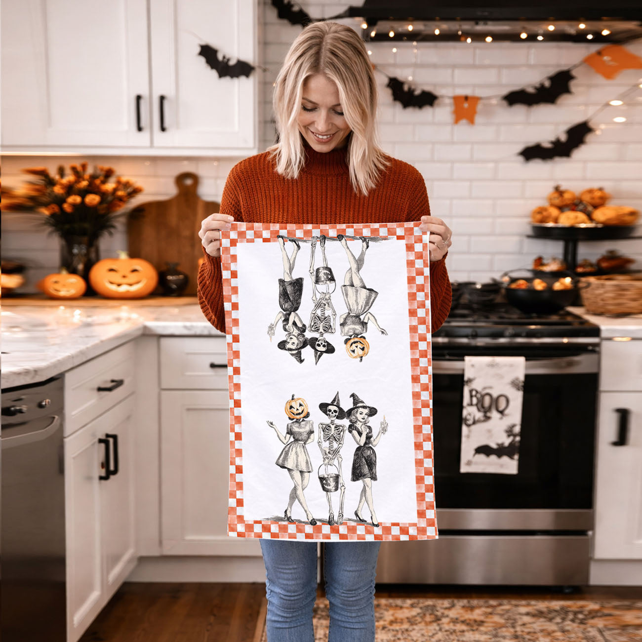 Vintage Trio Halloween Kitchen Towel