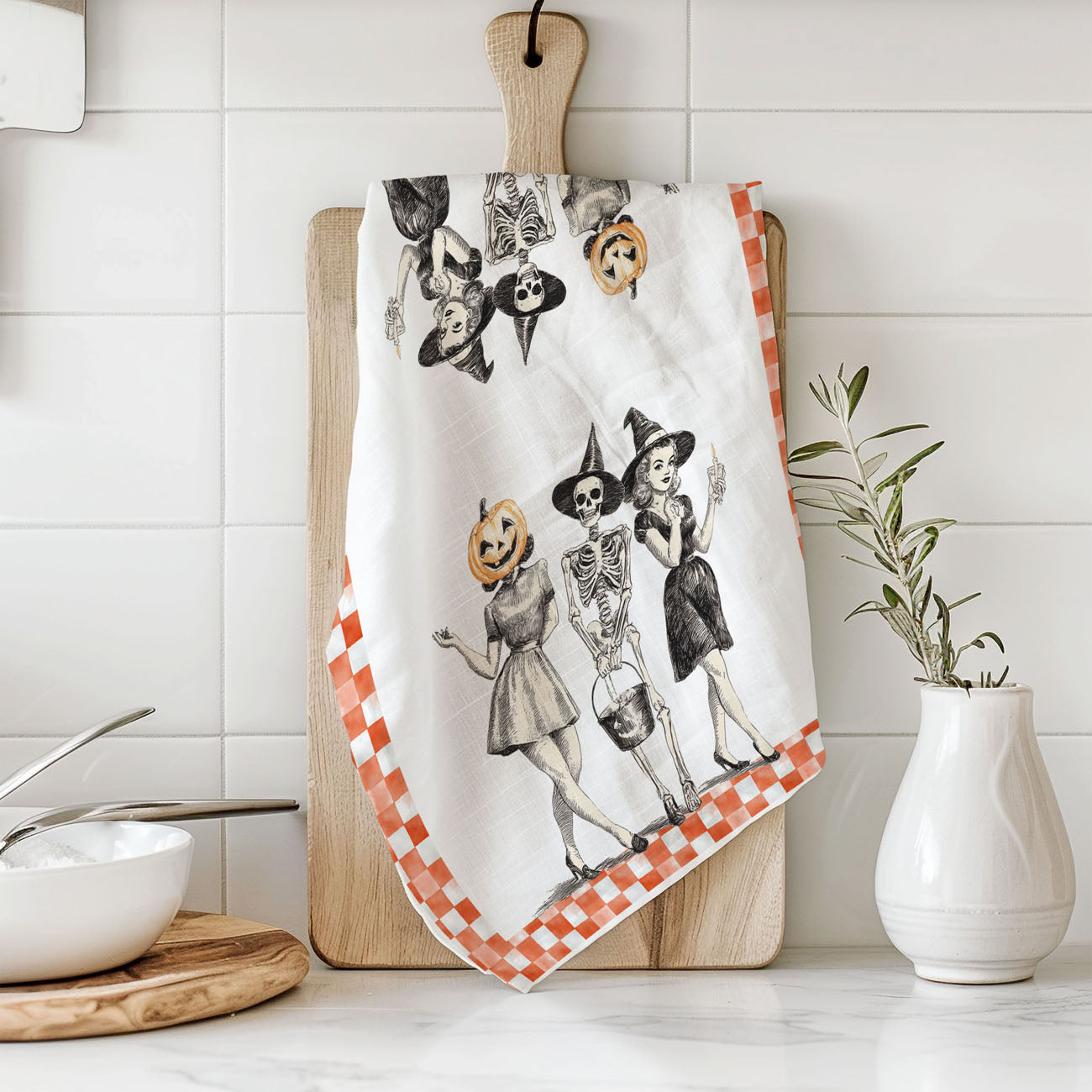 Vintage Trio Halloween Kitchen Towel