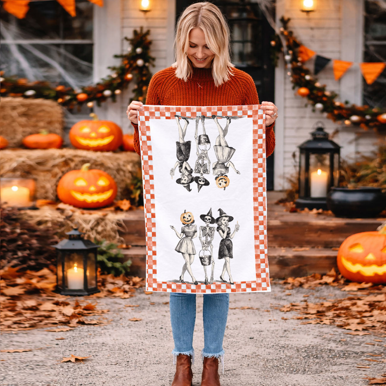 Vintage Trio Halloween Kitchen Towel