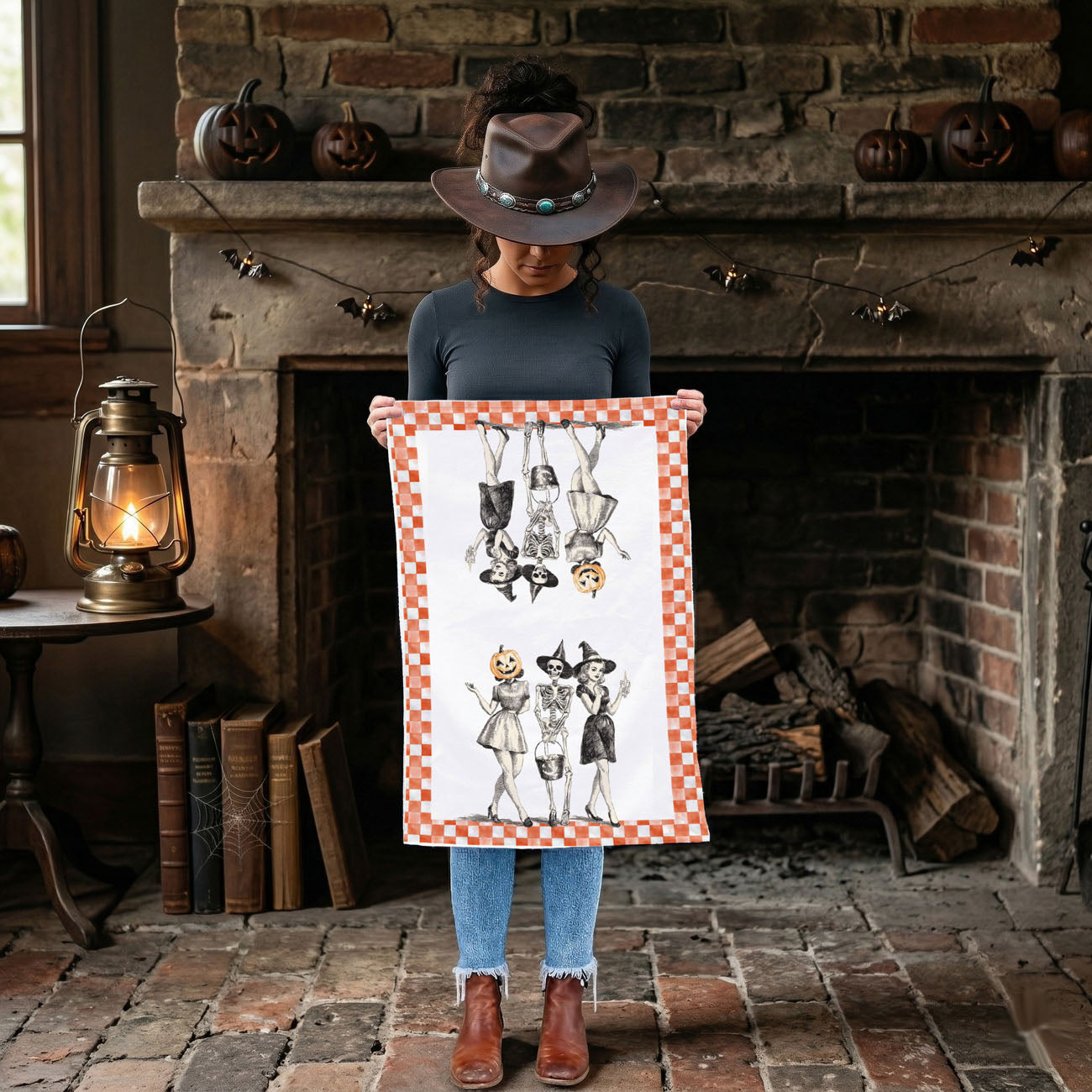Vintage Trio Halloween Kitchen Towel