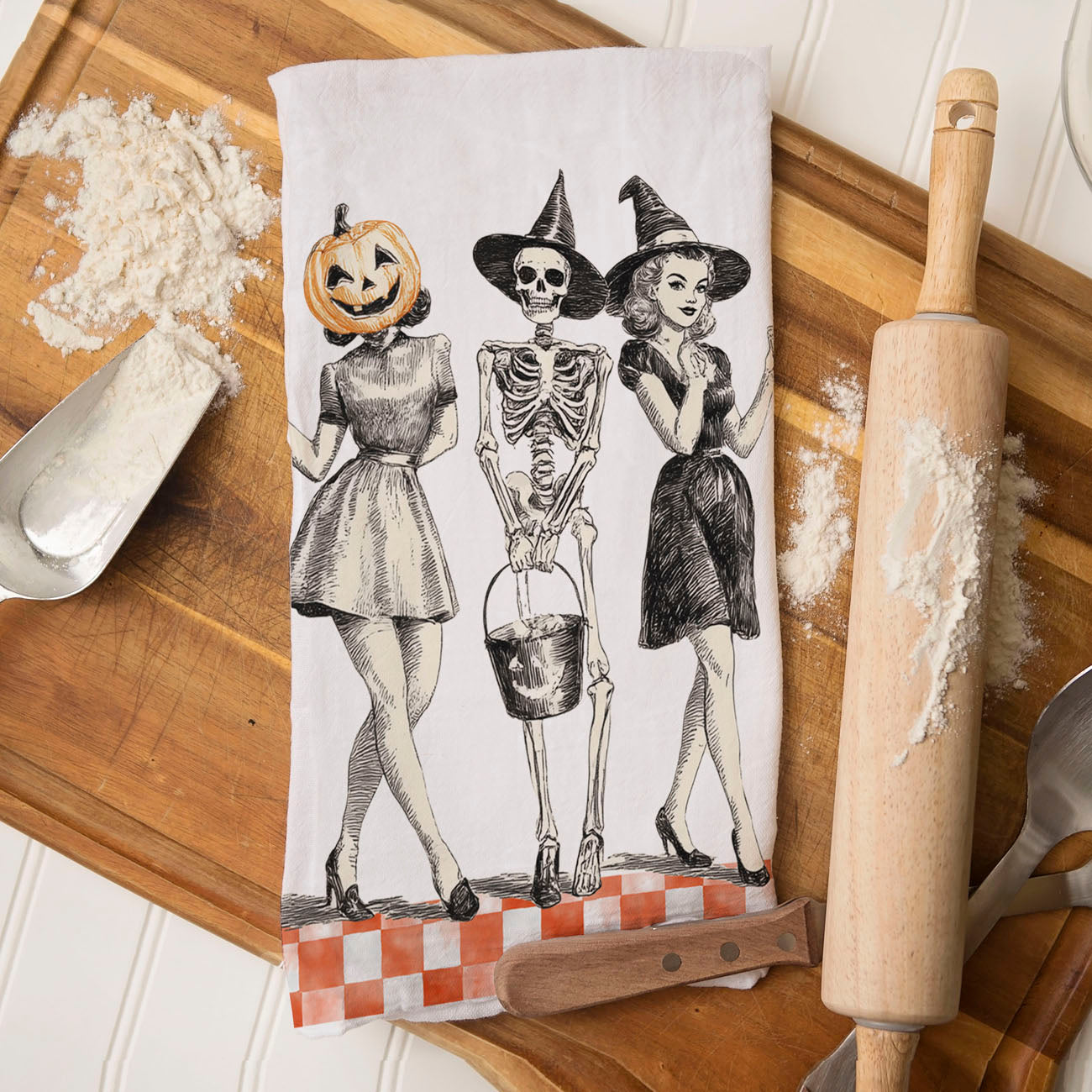 Vintage Trio Halloween Kitchen Towel
