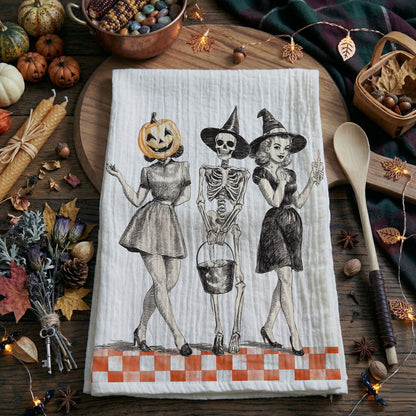 Vintage Trio Halloween Kitchen Towel