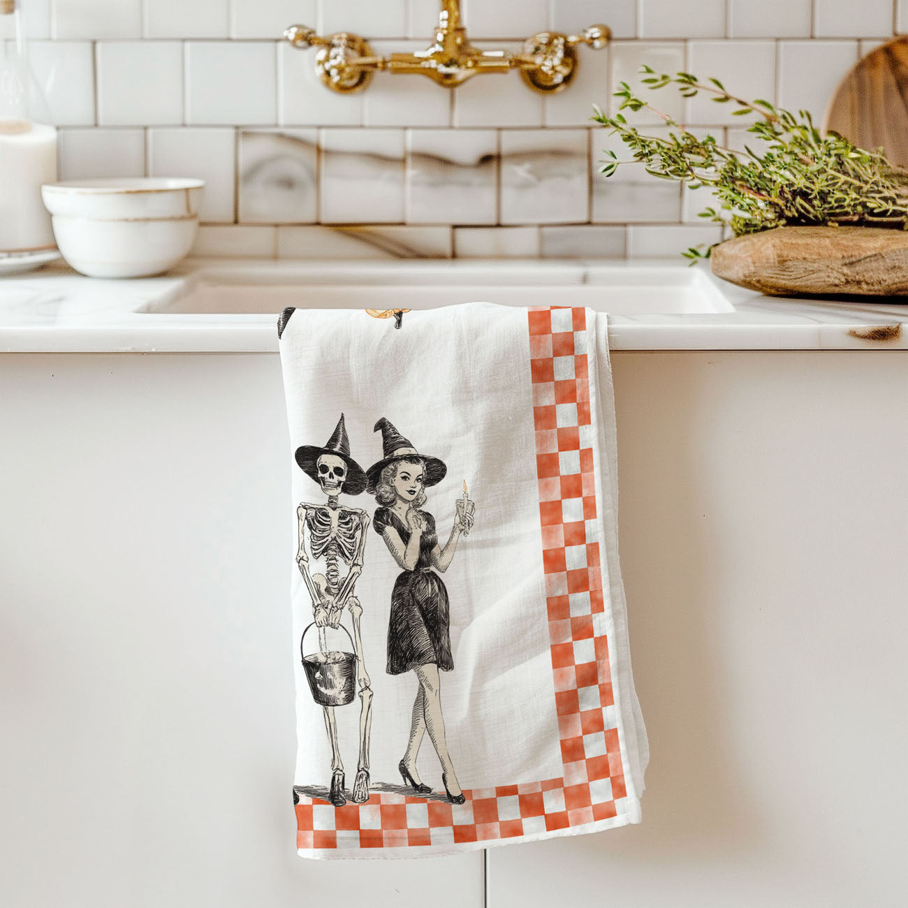 Vintage Trio Halloween Kitchen Towel